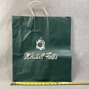 Marshall Feilds Green Paper Shopping Bag 18x16x 6 White Handles